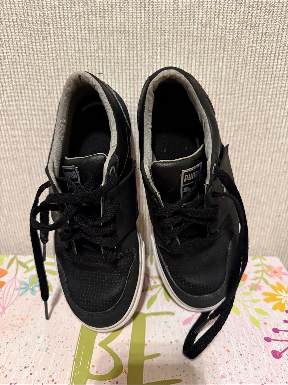 Black Kids Puma Sneakers with White Sole